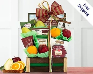 Fruit & Favorites<br>Gift Basket<br><b>FREE 2 DAY DELIVERY from Flowers All Over.com 
