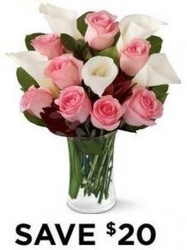 Pink Roses & Calla Lilies<br><b>Free Next Day Delivery from Flowers All Over.com 