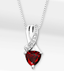 Garnet with Diamond Accent<br> Sterling Silver Necklace from Flowers All Over.com 