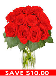 12 Short Stem Red Roses  from Flowers All Over.com 