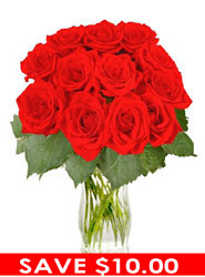 12 Short Stem Red Roses 