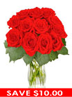 12 Red Roses with Free Vase