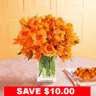 Orange Burst Autumn Rose Bouquet