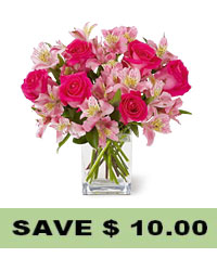 Dreamland Pink<br> 6 Rose Bouquet