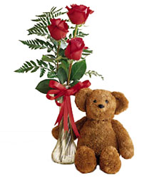I Love You Roses & Bear<b> from Flowers All Over.com 