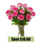 Long Stem Pink Roses<br><b>Courier Delivered</b>