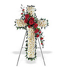 Traditional Red and White Floral Cross