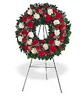 Red and White Carnation Floral Wreath