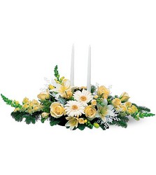 Two Taper Winter White Centerpiece