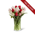 Valentines Pink, Red & White Tulips<br><b>Free Delivery</b>