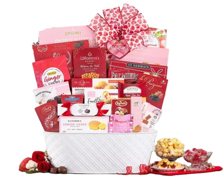 Valentine Extravaganza Basket<br><b> Free Ground Shipping from Flowers All Over.com 