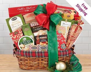 Season's Greetings Gift Basket<br><b>FREE SHIPPING !! from Flowers All Over.com 