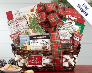 Season's Greetings Gift Basket<br><B>Free Ground Shipping from Flowers All Over.com 