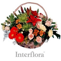 Basket Arrangement<br> of Seasonal Flowers from Flowers All Over.com 
