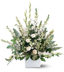 Premium White<br> Sympathy Basket<b> from Flowers All Over.com 