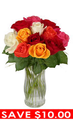 12 Mixed Short Stem Roses  from Flowers All Over.com 