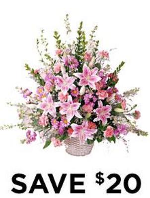 Loving Remembrance<br>Sympathy Basket<b> from Flowers All Over.com 