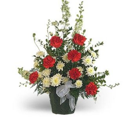 Red & White Sympathy Tribute<br><b>FREE DELIVERY from Flowers All Over.com 