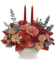 Autumn In Bloom<BR>w/Candles<b><BR>FREE DELIVERY from Flowers All Over.com 