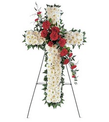 Traditional Red and White<br> Floral Cross<b> from Flowers All Over.com 