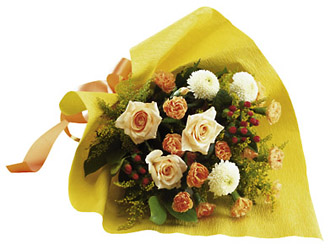 Japan- Yellow & Orange Seasonal Bouquet from Flowers All Over.com 