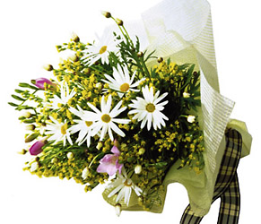 Japan- White& Yellow Seasonal Bouquet from Flowers All Over.com 