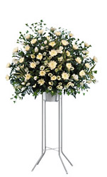 Japan- White Funeral Standing Arrangement from Flowers All Over.com 