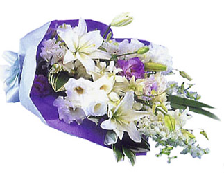 Japan- White Sympathy Bouquet from Flowers All Over.com 