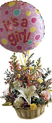 Baby Girl Bouquet with Balloons from Flowers All Over.com 
