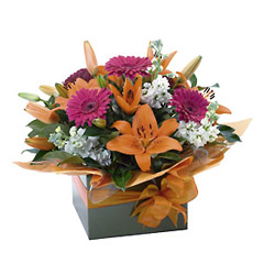 Bright Box Arrangement from Flowers All Over.com 
