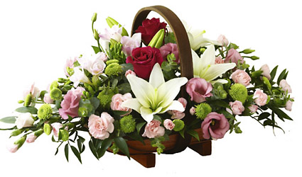 Traditional Basket (pink & green) from Flowers All Over.com 