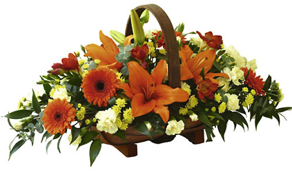 Traditional Basket (orange/yellow) from Flowers All Over.com 