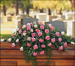 Mixed Pinks Casket Spray<b> from Flowers All Over.com 