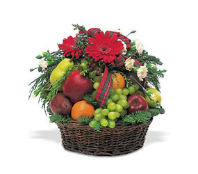 Fruit & Flowers<br> Holiday Basket<b> from Flowers All Over.com 