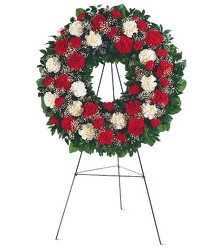 Red and White Carnation Floral Wreath<b> from Flowers All Over.com 